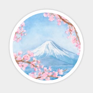 Mount Fuji with Sakura Watercolour Painting Magnet